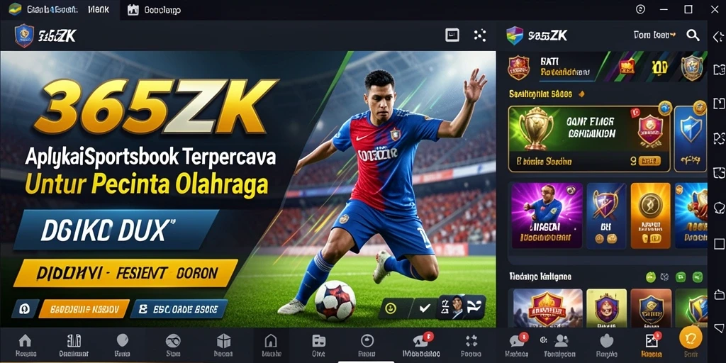 Screenshot 365ZK menampilkan antarmuka taruhan olahraga yang intuitif.