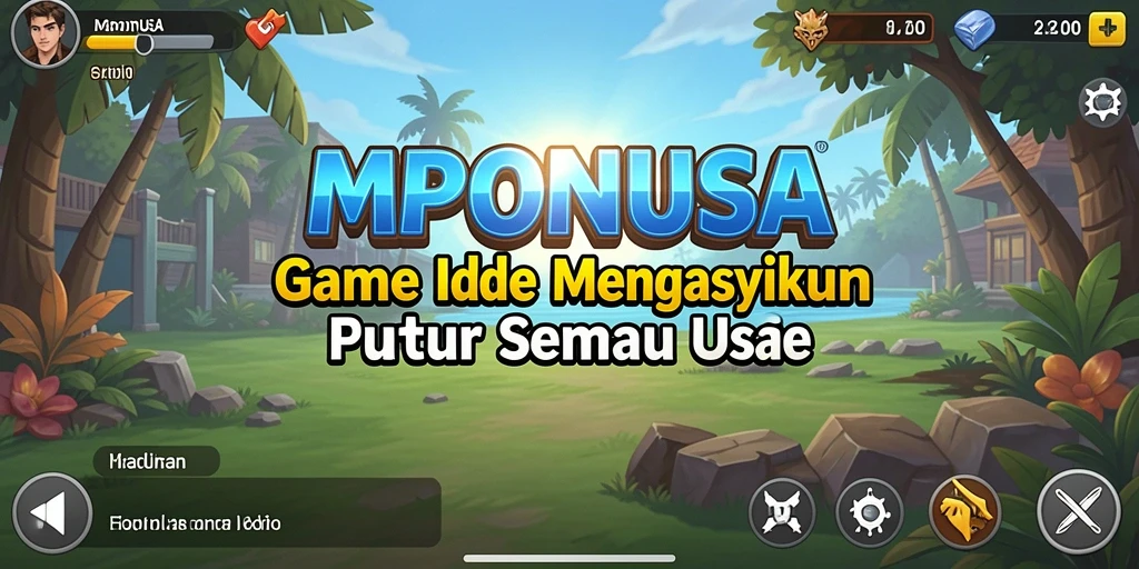 Tampilan gameplay <strong>MPONUSA</strong> yang ceria dan penuh warna.