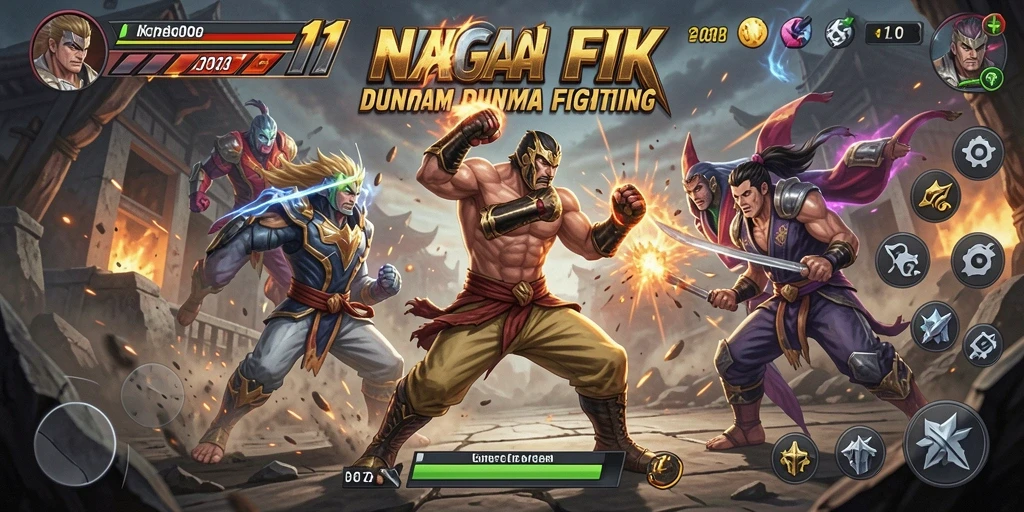 Tampilan gameplay menegangkan dengan aksi Fighting seru di NAGA11.
