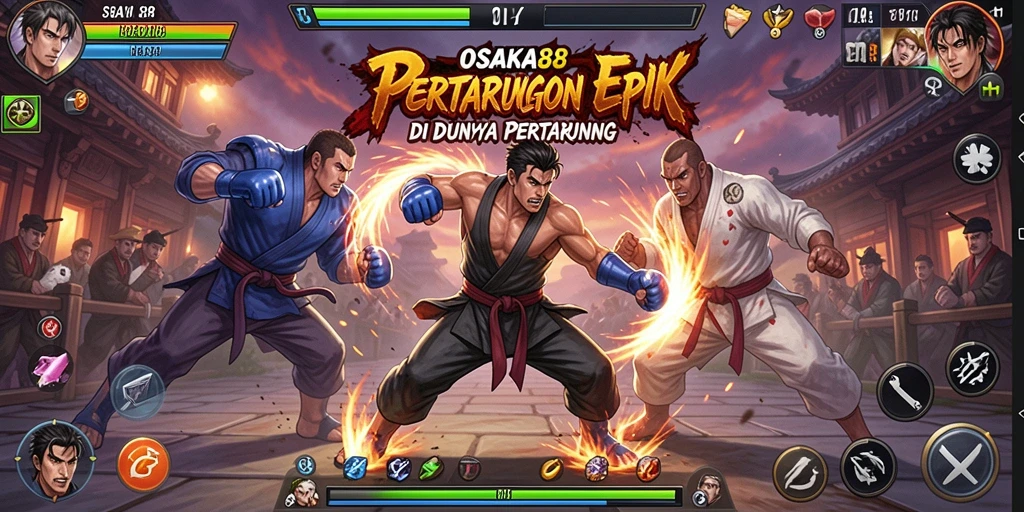 Gameplay OSAKA88 menampilkan pertarungan yang mendebarkan antar karakter.