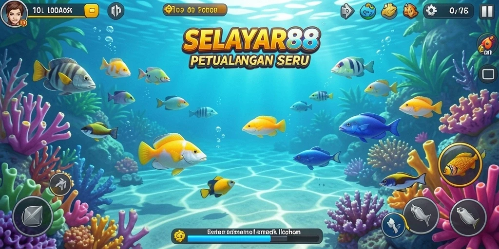 Gameplay seru Tembak Ikan di SELAYAR88 penuhi lautan dengan ikan berwarna-warni.