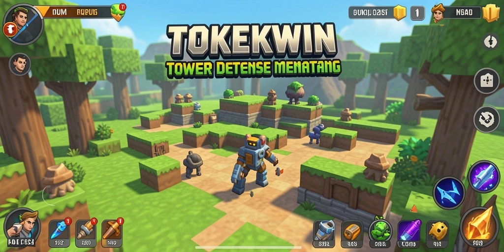Tampilan gameplay menantang dari TOKEKWIN dalam pertarungan Tower Defense.